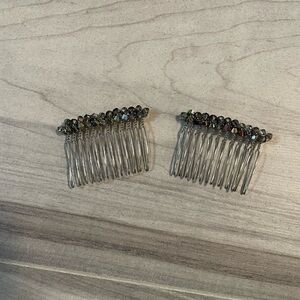 Set Of 2 Silver Rhinestone Crystal Hair Combs, Headpiece, Wedding Accessories